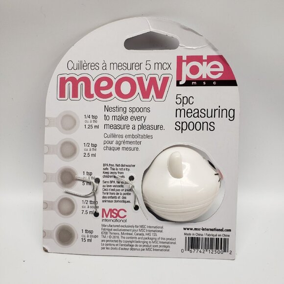 New Joie Cat Measuring Spoon Set Meow 5 Piece White - Picture 4 of 15